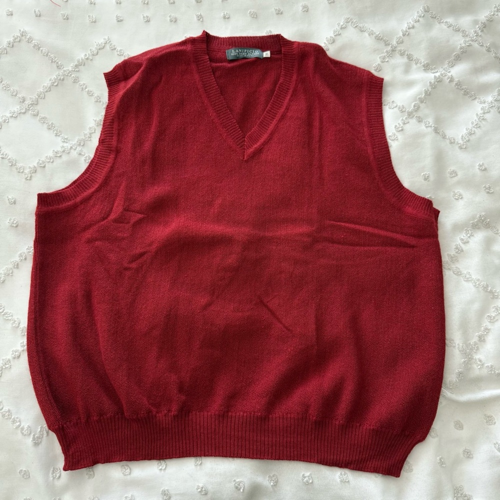 LANIFICIO Deep Red Alpaca Wool Sweater Vest